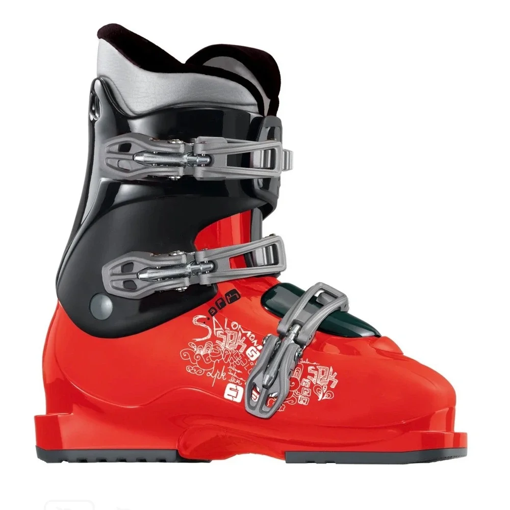 Salomon Kaid T3 Ski Boots Red Black Womens 5.5 Youth 23 Mondo 276mm